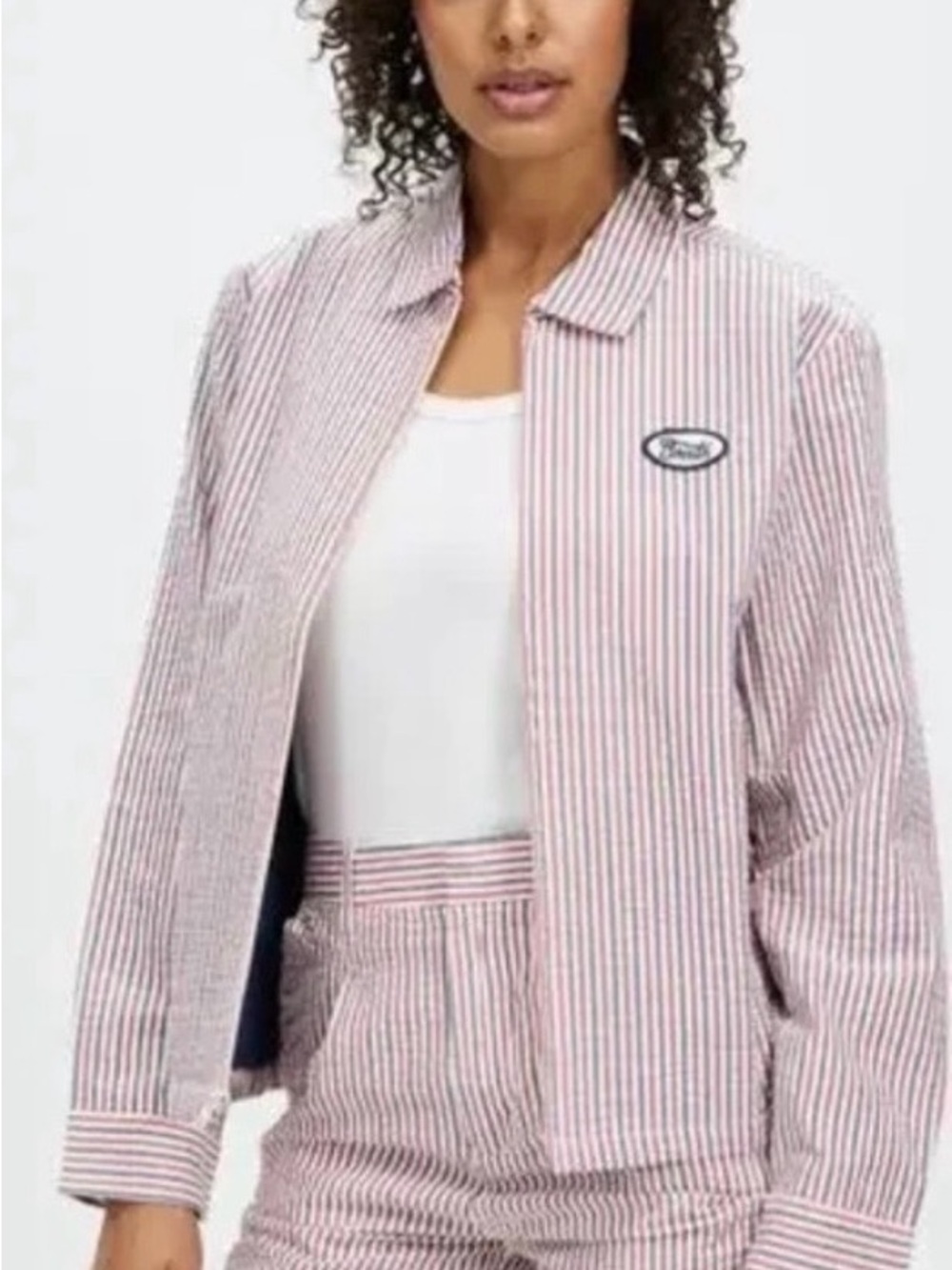 Brixton Pink & White Striped Utility Jacket